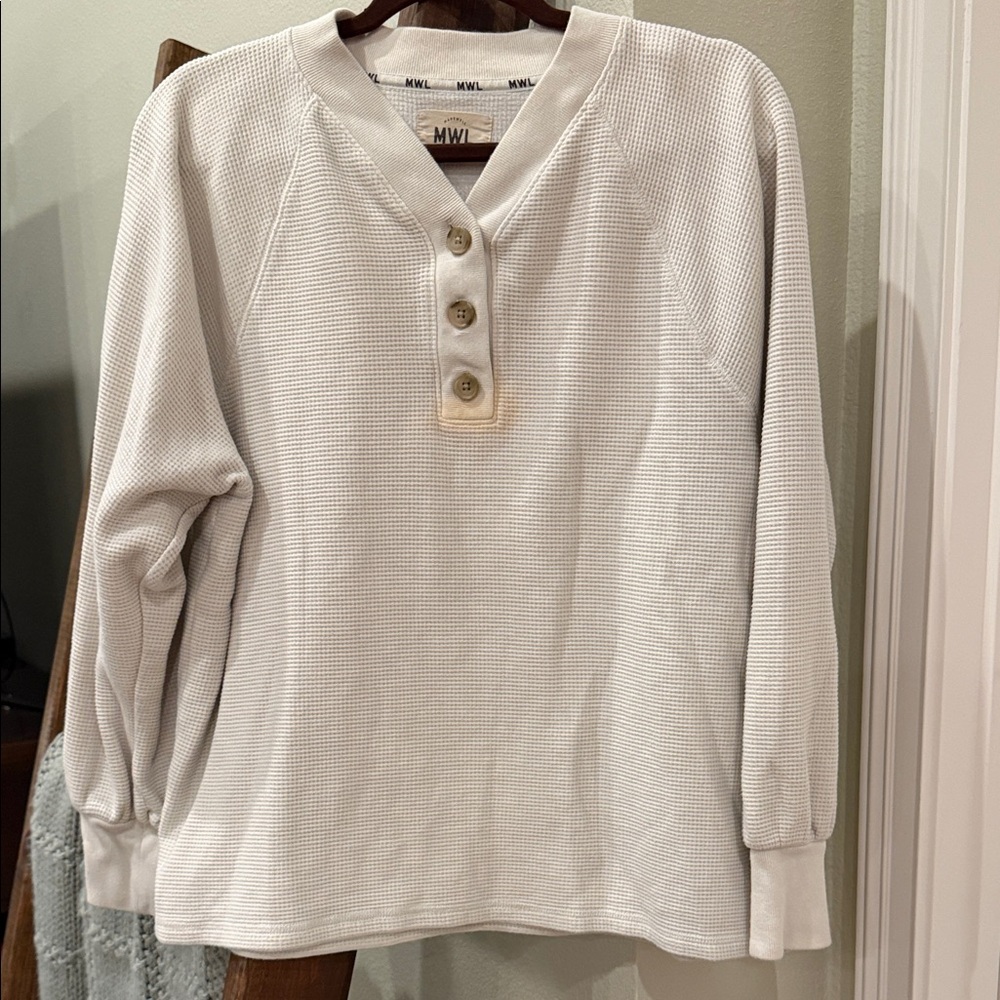Madewell MWL Henley Waffle Sweatshirt